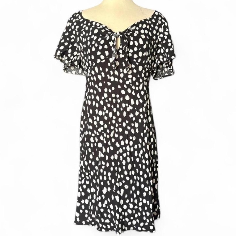 LOFT Black and White Patterned Midi Dress